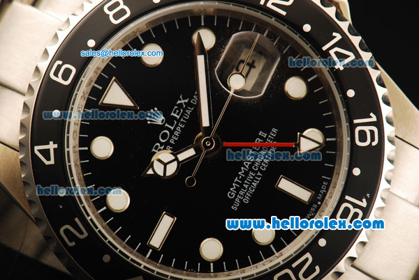 Rolex GMT-Master II Automatic Movement Steel Case with Black Dial and Black Bezel - Click Image to Close